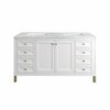 James Martin Vanities Chicago 60in Double Vanity, Glossy White w/ 3 CM Arctic Fall Top 305-V60D-GW-3AF